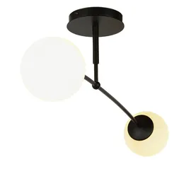 Licht-Erlebnisse Kugel Deckenlampe 2-flammig schwarz, weiß, Glas, Metall