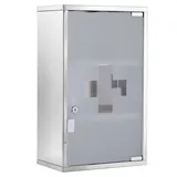 Medizinschrank Arzneischrank Aus Edelstahl, Abschließbar Medikamentenschrank Mit 3 Fächern, Glastür Apothekerschrank Zur Medikamenten-aufbewahrung, 30 X 18 X 50 Cm - Homcom