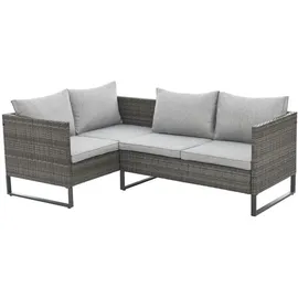 Svita Kansas Rattanlounge Gartenmöbel Set Gartensofa Polyrattan Grau