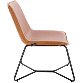 Svita Loungesessel Cocktailsessel Clubsessel ohne Armlehnen Metall-Gestell Leder-Optik Cognac