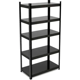 Relaxdays Schwerlastregal Stahl 150x75x30 cm schwarz 5 Böden