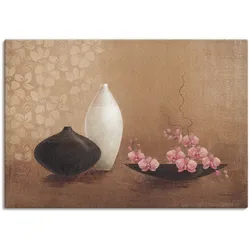 Leinwandbild ARTLAND "Orchideenzweig", braun (farbe bild(er): braun), B:100cm H:70cm, Canvas, Leinwand, Bilder, auf Keilrahmen gespannt