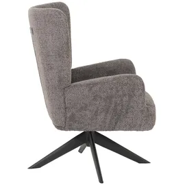 Mendler Lounge-Sessel HWC-N65, Cocktailsessel Polstersessel Relaxsessel, drehbar, Stoff/Textil Chenille Metall ~ dunkelgrau