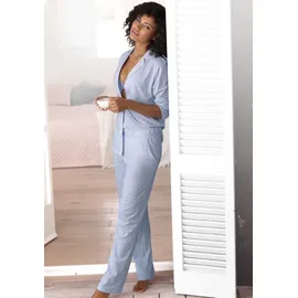 VIVANCE DREAMS Damen Pyjama blau-weiß Gr.36/38