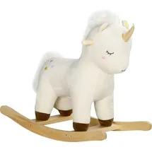 aiyaplay Schaukeltier mit Unicorn Design, Sound, weicher Sitz, für 2-4 Jahre Kinder, Plüsch, Weiß Aosom