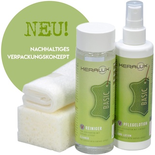 KERALUX Lederpflege Set V für Leder mit Vintage Effekt. 200 ml Reiniger, 200 ml Pflegelotion für Vintage Leder und Zubehör