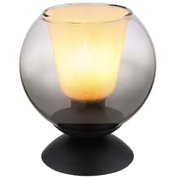 Beistellleuchte Tischlampe Nachttischleuchte Glas Kugel Kristall rauch schwarz