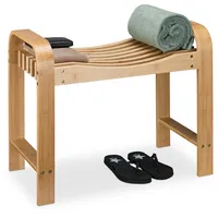 Relaxdays Badhocker, Bambus, Griffe, ergonomische Sitzfläche, HxBxT: 54 x