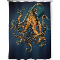 TITINGLUCK Octopus-Duschvorhänge, Unterwassertraum, Cthulhu, wasserdichter Stoff, kreative Badezimmerdekoration mit Haken, Wohnaccessoires, 240 x 200 cm (B x H)