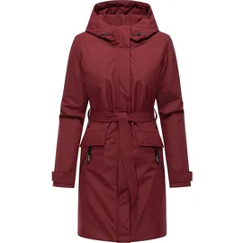 Ragwear Damen, Wasserdichter Wintermantel mit Bindegürtel und Kapuze Horatia Warm YOUMODO Wine Red Gr. S (36), weinrot, Obermaterial: 100% Polyester. Innenfutter: 100% Polyester. Wattierung: 100% Polyester, tailliert ca.