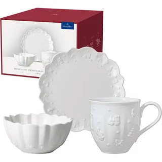 Villeroy & Boch Toy's Delight Royal Classic Frühstücks-Set 6 teilig Weiß, Spülmaschinenfest, Mikrowellensicher, Frühstücksset Toys Für 2 Personen, Weihnachtsgeschirr Toys, Premium Porcelain