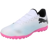 Puma Future 7 Play Tt Soccer Shoes, Puma White-Puma Black-Poison Pink, 41