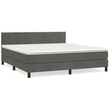 vidaXL Boxspringbett mit Matratze Dunkelgrau 180x200 cm Samt