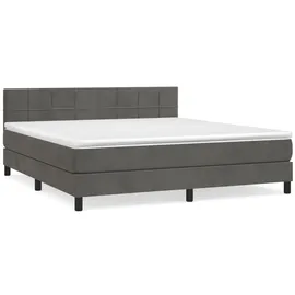 vidaXL Boxspringbett mit Matratze Dunkelgrau 180x200 cm Samt