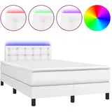 vidaXL Boxspringbett mit Matratze & LED Weiß 120x200 cm Kunstleder