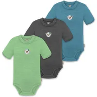 Normani Outdoor Sports 3er Set Unisex Baby Merino Kurzarm-Strampler