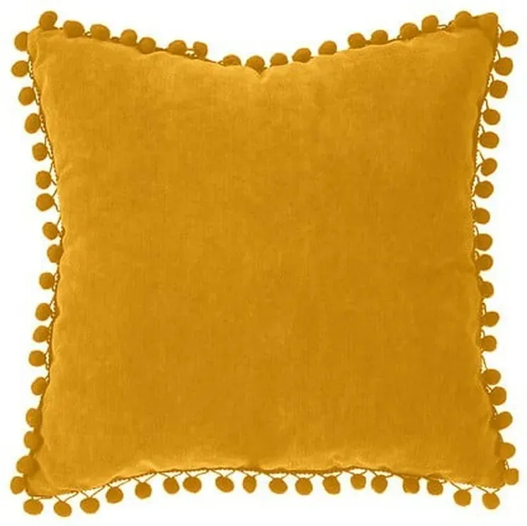 Pompon-Kissen 40 x 40 Ocker