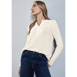 Langarmshirt STREET ONE, Damen, Gr. 40, weiß (lucid weiß), Jersey, Obermaterial: 95% Viskose, 5% Elasthan, casual, Langarm, Shirts