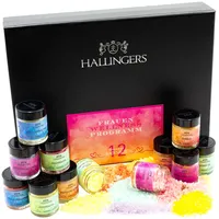 Hallingers Genuss Manufaktur Hallingers 12er Badesalz-Geschenk-Set mit Totes Meer-Salzen (420g) - Frauen-Wellness-Programm (Design-Karton) - Adventskalender Neuheiten & Adventskalender befüllen | Glückwunsch Glückwünsche Neues Zuhause