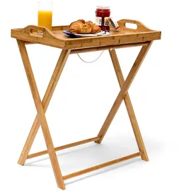 Relaxdays Tabletttisch, Hellbraun, Holz, 35x63.5x55 cm, Wohnzimmer, Wohnzimmertische, Beistelltische