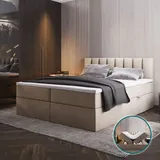 Trada Palermo Boxspringbett 180x200 mit Bettkästen H3 Beige - Trada