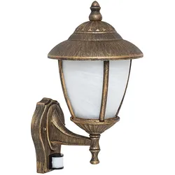 Licht-Erlebnisse Wandlampe Außen mit Sensor Gold blendarm IP43 Hof
