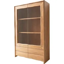 DeLife Vitrine Live-Edge 120x190 cm Akazie Natur 2 Türen 4 Schubladen Massiv, Vitrinen, Baumkantenmöbel, Massivholzmöbel, Massivholz