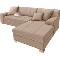 Ecksofa DOMO COLLECTION "Turah incl. Zierkissen, moderne Steppung, auch in Leder", beige (natur), B:239cm H:75cm T:82cm, Sofas, Ecksofa, wahlweise mit Bettfunktion, Schlafsofa, B/T/H: 239/152/75 cm, L-Form, Topseller
