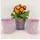 Online-Fuchs OF 3 Blumentöpfe aus Metall mit Blumenmuster im Set - Blumentopf Kräutertopf – 14 cm groß (Flieder P51)