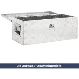 deluke DELUKE® Aluminiumbox mit Deckel Abschließbar Alubox Deichselbox Alu Anhängerbox Werkzeugkiste Transportbox Metallkiste, 70x31x27cm Silber