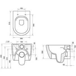Geberit Spülrandloses Hänge-WC mit WC-Sitz Weiß