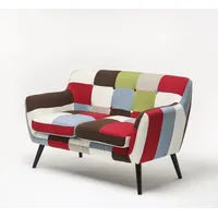 Trendstabil Skandinavischer 2-Sitzer Sessel Stoffbezug Patchwork mehrfarbig