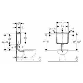 Geberit Aufputzspülkasten AP 110 wandhängend weiß, 6-9 Liter Start-Stopp