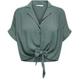 ONLY Onlpaula Life S/S Tie Shirt WVN Noos Hemd Bluse, Balsam Green, XS EU