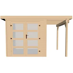 Weka Gartenhaus 321 mit 115 cm Anbau - 19 mm-Gartenhaus 321 mit Anbau 115 cm Gr. 2 (369 x 194 cm) - 50 % Rabatt auf Dacheindeckung