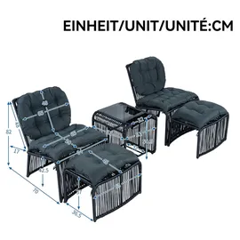 Okwish Gartenmöbel Set 5-tlg. Schwarz/Grau