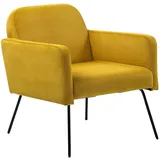 Beliani Cocktailsessel NARKEN Samtstoff 72 x 77 x 76 cm Gelb/Schwarz