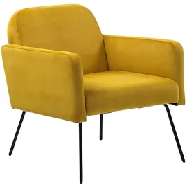 Beliani Cocktailsessel NARKEN Samtstoff 72 x 77 x 76 cm Gelb/Schwarz