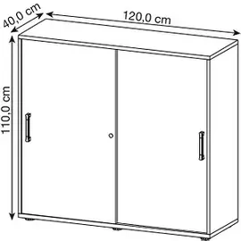 Hammerbacher Schiebetürenschrank V1753S/W/W/RE weiß 2 Fachböden 120,0 x 40,0 x 110,0 cm