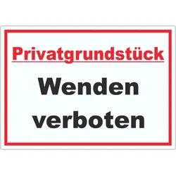 Privatgrundstück Wenden verboten Text Aufkleber A1 (594x841mm)