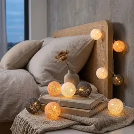 levandeo LED Lichterkette Baumwolle 2 m Warmweiß