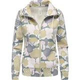 Ragwear Damen, Sweatjacke Trainingsjacke Sportjacke mit Allover-Print Ronette Print Ivory Gr. XS - XS