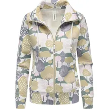 Ragwear Damen, Sweatjacke Trainingsjacke Sportjacke mit Allover-Print Ronette Print Ivory Gr. XS - XS