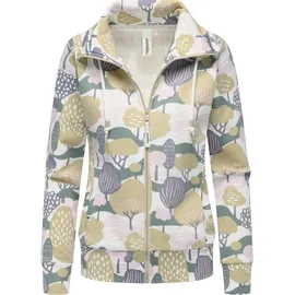 Ragwear Damen, Sweatjacke Trainingsjacke Sportjacke mit Allover-Print Ronette Print Ivory Gr. XS - XS