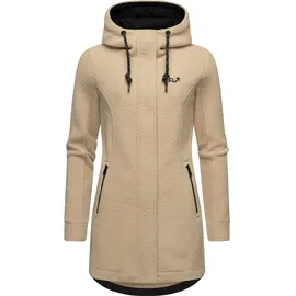Ragwear Fellimitatmantel "Letti Teddy-Fleece", Damen, Gr. 6XL (52), beige (sand), Plüsch, Material: 100% Polyester, figurumspielend ca.