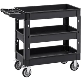 Vevor Servierwagen 103x43,5x85,7cm Abräumwagen 249kg Tragfähigkeit Rollwagen aus Polypropylen Mehrzweckrollwagen mit 3 Fächern Küchenwagen mit Schwenkrädern Nischenwagen Werkstattwagen Servicewagen