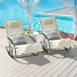 SoBuy Sonnenliege 2 Personen Gartenliege bis 150kg, Beige