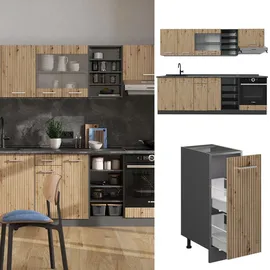 Vicco Küchenzeile R-Line 240 cm Artisan Eiche/Anthrazit