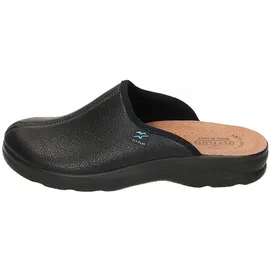 FLY FLOT Herren Hausschuh Pantoffel Schlupfschuh gepolsterte Lederdecksohle, Größe:47 EU, Farbe:Schwarz - Schwarz - 47