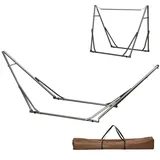 ComfortXL Hängemattenständer, Schwarz, Silber, Metall, 290x88x92 cm, Gartenmöbel, Hängematten